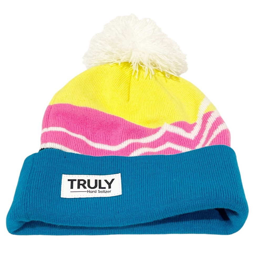 Truly Hard Seltzer Multicolor Knit Hat One Size Pom Pom Hat Promo NEW